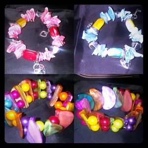 Acrylic and shell with hanging gems bracelets